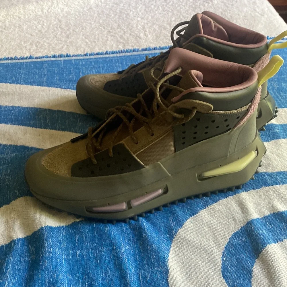 adidas Men's Olive Green and Pink High-Top Sneakers